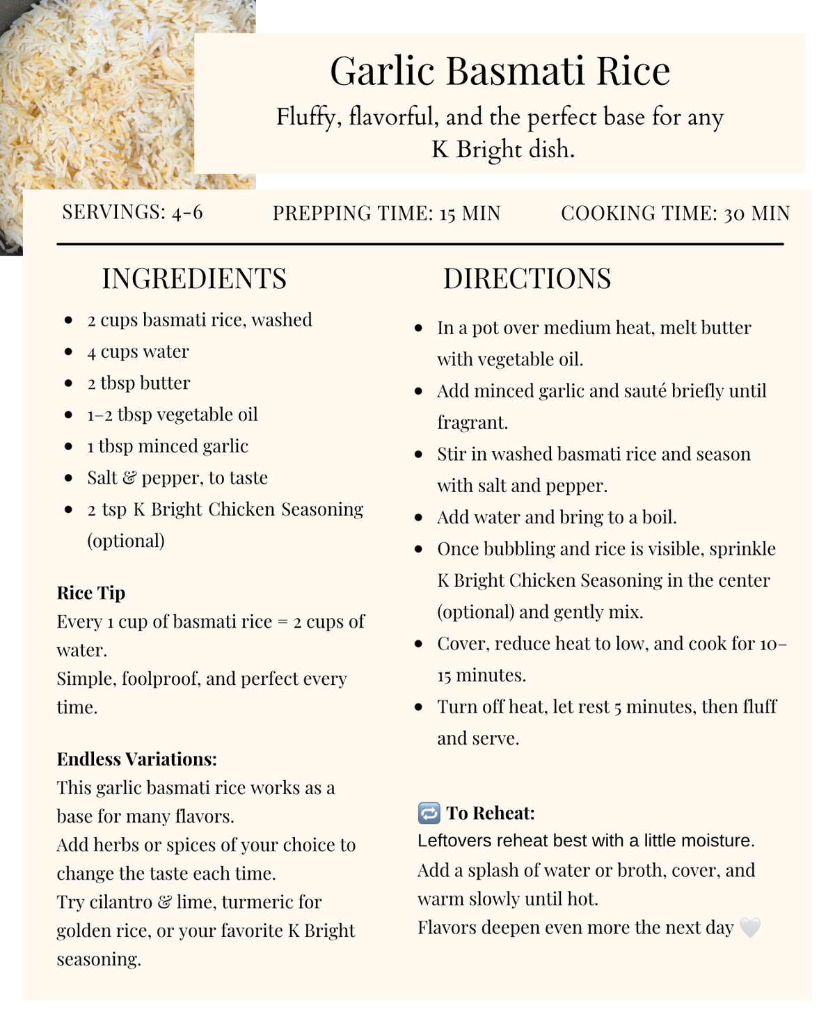 K Bright Recipe Collection